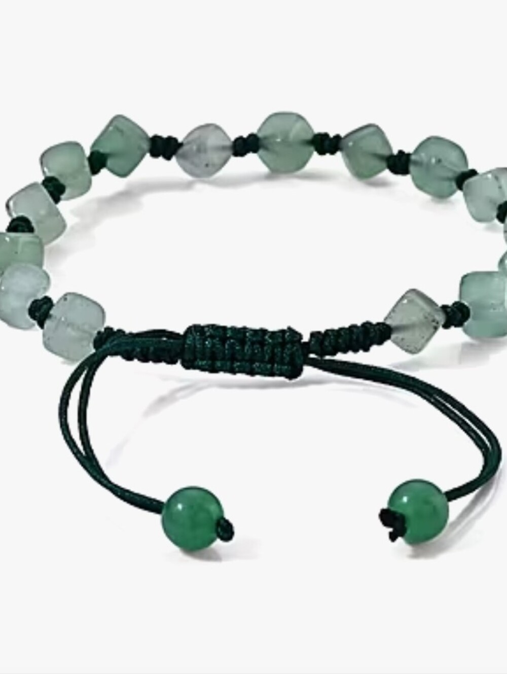 Green Aventurine 28.00 ctw Cotton Cord Beaded Bracelet (6-9In), New in Box